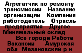 Агрегатчик по ремонту трансмиссии › Название организации ­ Компания-работодатель › Отрасль предприятия ­ Другое › Минимальный оклад ­ 50 000 - Все города Работа » Вакансии   . Амурская обл.,Мазановский р-н